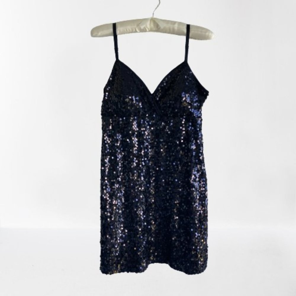XXI Black Sequin Cocktail Party Dress with Adjustable Straps - Women's Size M